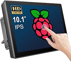 10.1'' [USB-C+HDMI] 1280x800 16:9 IPS Touchscreen Monitor for Raspberry Pi 4|Laptop|Game Consoles|Mini PC|PC Stick,60Hz |1000：1 Contrast | 400cd/㎡|Built-in Speakers+Fan