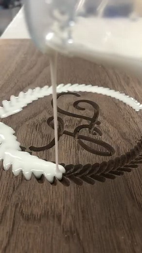 Epoxy Inlay in a wedding present #kingston #epoxy #weddingvibes #gifts #tiktokrestarea