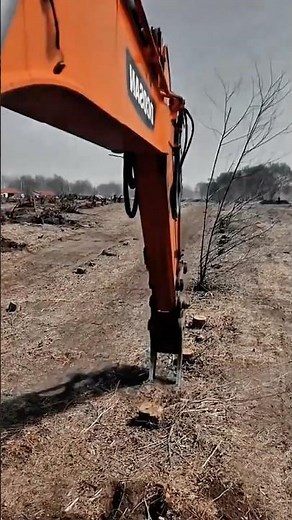 Work tool excavator root removal for land construction