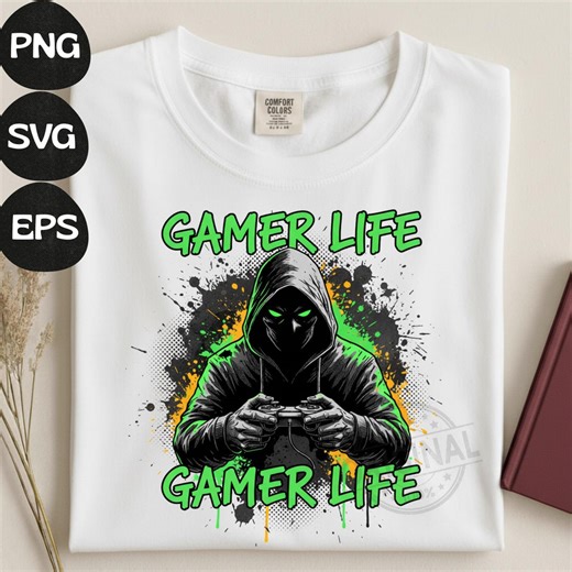 Gamer Life Dark Hoodie Design PNG SVG EPS, Hardcore Gamer Shirt Graphic, Video Game Controller Art, Gaming Gift for Him, Gamer Streetwear - Etsy