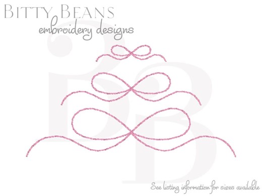 Tiny Bean Stitch Long Tail Bow: Classic Vintage Embroidery Design Monogram Frame (digital Product) - Etsy