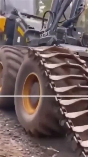 The process of installing special tools on a large heavy machine wheel