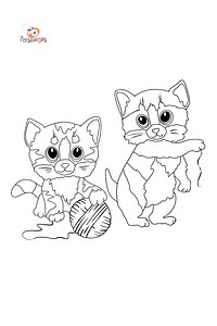 Kittens and Ball of Yarn coloring page ♥ Online and Print for Free!