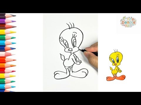 How to Draw Cute Tweety Bird Step by Step | Easy Cartoon Drawing 🐥🎨
