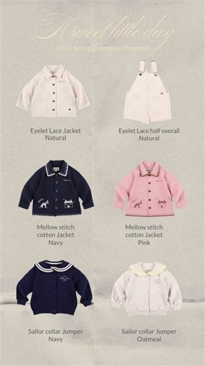 처비칙스클럽 The Chubby cheeks cluB on Instagram: "⋆｡˚ 𝓐 𝓼𝔀𝓮𝓮𝓽 𝓵𝓲𝓽𝓽𝓵𝓮 𝓭𝓪𝔂 𝟤𝟢𝟤𝟨 ꜱᴘʀɪɴɢ ɪᴛᴇᴍ ʟɪꜱᴛ - Eylet Lace Jacket - EyletLace half overall - Mellow stitch cotton Jacket - Sailor collar Jumper - Valentine stripe collar T-shirt - Modal half neck tee - Lace cotton skirt - Dot cotton twill pants - Pigment sweat set up"