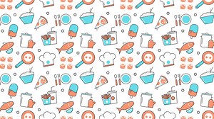 Modern seamless texture background of flat food, restaurant menu icons | Premium Stock Video Footage