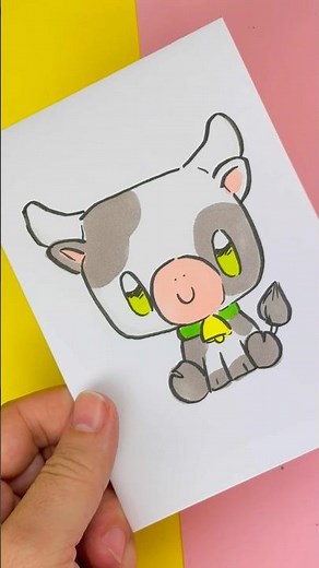 How to draw a kawaii cow step by step