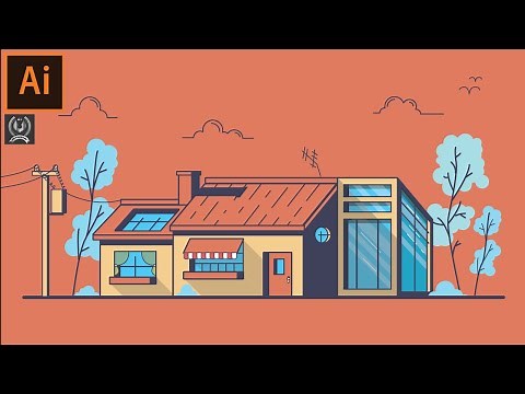 Adobe Illustrator CC Tutorial - How to Make a Beautiful Building Landscape Background Design