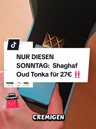 NUR DIESEN SONNTAG: Shaghaf Oud Tonka für 27€ ‼️ #tiktokmademebuylt #tiktokshop #tiktokshopping #parfum #perfumetiktok
