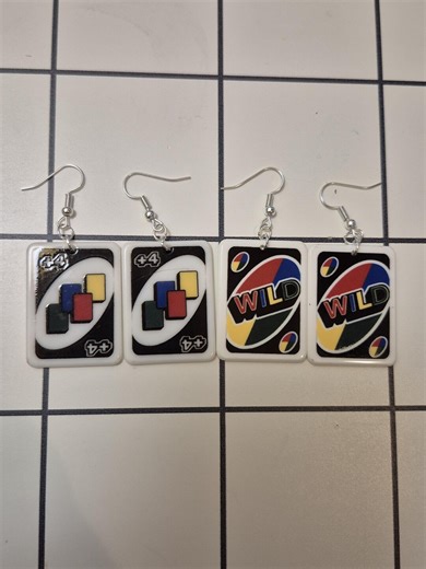 Uno Card Dangle Earrings, Game Lover Jewelry, Playful Accessories, Nerdy Gift, Whimsical Earrings, Fun Casual Jewelry, Nostalgic Game Design - Etsy