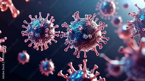 Microscopic view of virus particles illustrating their structure and features under advanced imaging technology