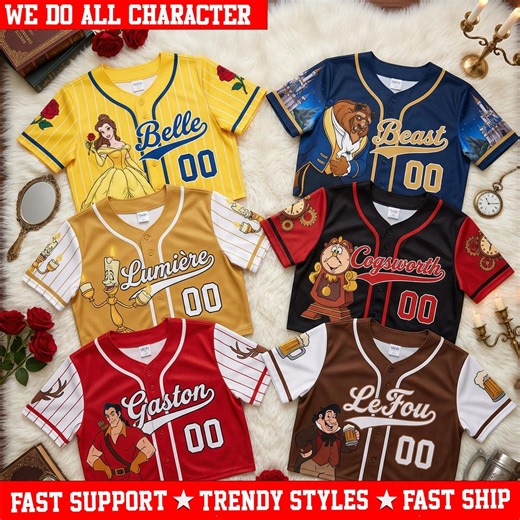 Custom Beauty and the Beast Baseball Croptop, Personalized Princess Fan Gift, Disney Baseball Outfit, Custom Baseball Croptop Jersey - Etsy