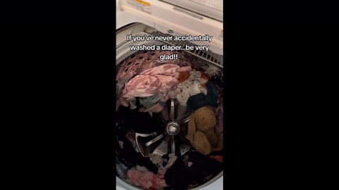 ‘If you’ve never washed a diaper… be glad!’ mum shares messy laundry mishap