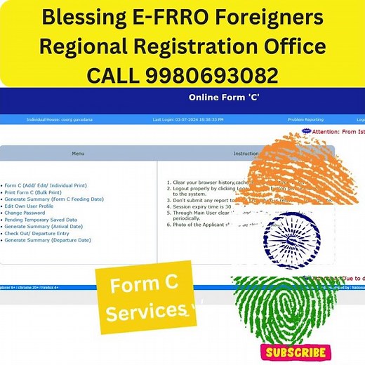 Blessing E-FRRO – Foreigners Regional Registration Office (FRRO) 9980693082