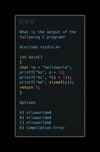 What Is the Output of This C Program? | Pointer & sizeof() MCQ