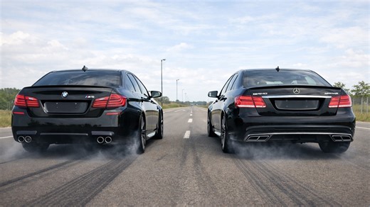 Comparing acceleration and engine sound between Mercedes AMG S vs BMW M5
