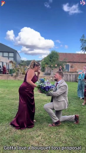 Bouquet toss surprise proposal #love #surprise #tiktok #funnyvideos #funny #love #couple #happy