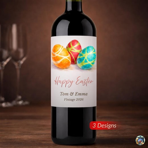 Easter Wine Label Template, Editable Egg Champagne & Prosecco Label, Printable Bottle Sticker - Etsy