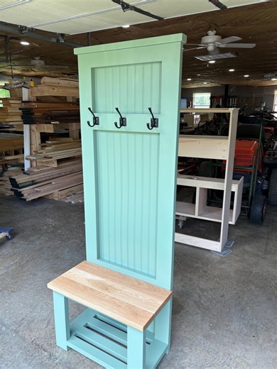 Handmade Hall Tree With White Oak Bench, Entryway Coat Rack - Etsy