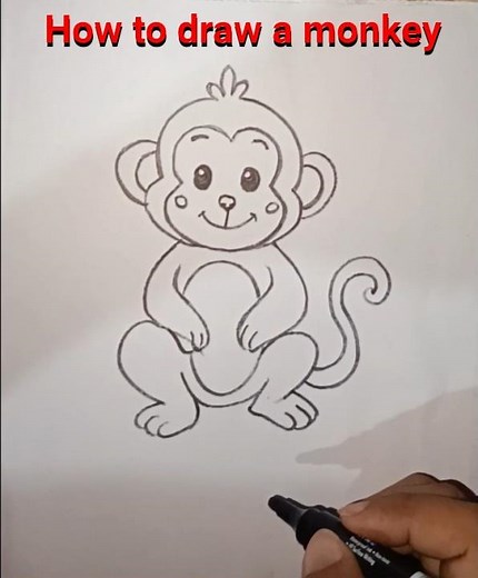 How to Draw a Monkey Step by Step | Easy Monkey Drawing for Beginners 🐵||#art#drawing#viral