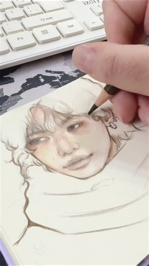 Senpai ✨| Sketchbook Artist on Instagram: "Sketching Hyunjin again ✨🎀 #hyunjinstraykids #straykidsfanart #sketchbook #kpopfanart #skzhyunjin Hyunjin from StrayKids sketching with colored pencils.🎀"