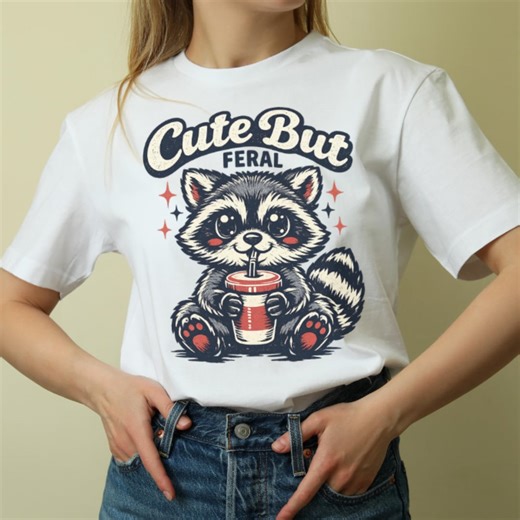 But Feral Raccoon PNG - Cartoon T-shirt Design (digital Download) - Etsy