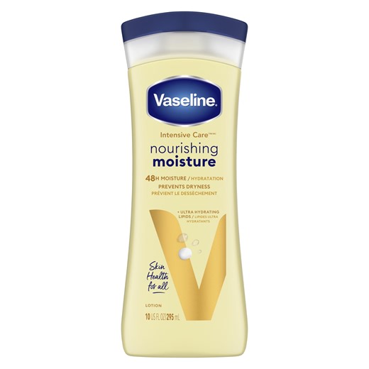 Vaseline Intensive Care Nourishing Moisture Body Lotion for Dry Skin, Lotion Made with Ultra-Hydrating Lipids Pure Oat Extract for Nourished, Healthy-Looking Skin, 10 fl oz