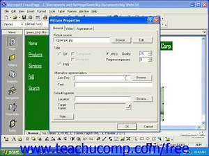 FrontPage Tutorial Setting Picture Properties-2000 Microsoft Training Lesson 13.3