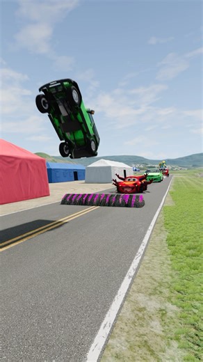 Small to Giant Cars vs Large Speedbump - BeamNG.drive #beamng #beamngdrive #crash 1312