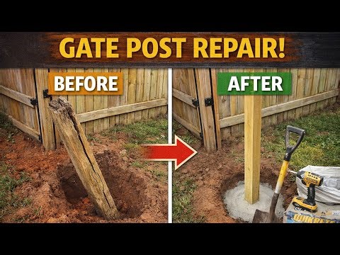 Fence Gate Post Repair — Before & After (Fast Process)