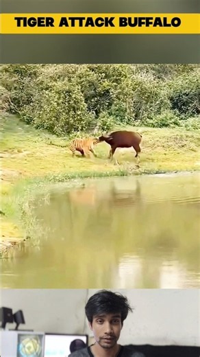 Tiger Grabs the Buffalo by the Neck