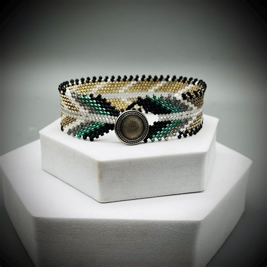 Native American Style Beaded Cuff Bracelet, Southwestern Feather Boho - Etsy