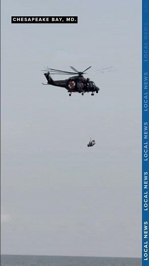 Dramatic aerial rescue after boat capsizes in Chesapeake Bay, leaving 3 stranded in deep waters