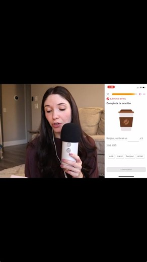video completo en mi canal! aprendiendo francés con Duolingo #chicle #asmr #susurrando