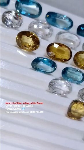 Beautiful New Lot of Blue, Yellow, white Zircon crystal Clear Pieces of Zircon PAUL GEMS 💎
