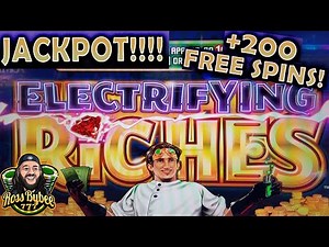 Electrifying Riches Konami Slot Machine! MULTIPLE FULL SCREEN! OVER 200 FREE SPINS