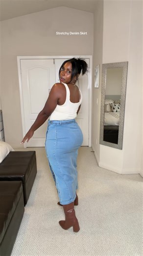 Stylish Stretchy Denim Skirt for All Body Types