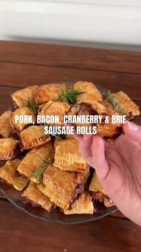 Delicious Pork, Bacon, Cranberry, and Brie Sausage Rolls