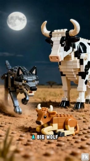 This Predator Picked the Wrong Mother 🐄😲 #lego #animals #cow #fyp
