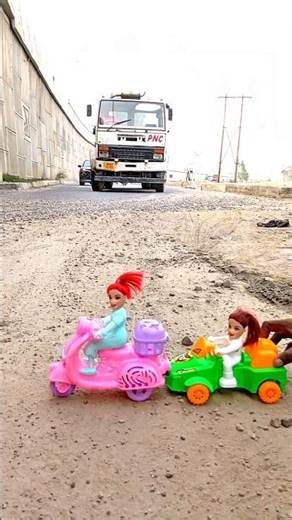 Barbie Scooter vs Giant Truck: Real Life Stunt! 😱