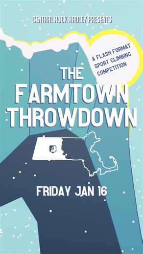 Central Rock Hadley on Instagram: "🚨 Sign up now!!! The Farmtown Throwdown is our flash format sport climbing competition, with categories for all skill levels (ages 18+). Whether you’re jumping into your first comp, or cheering on your friends, join us for this beloved community event! Limited Edition event hoodies are available for order by December 31st Learn more and sign up at the link in our bio!"