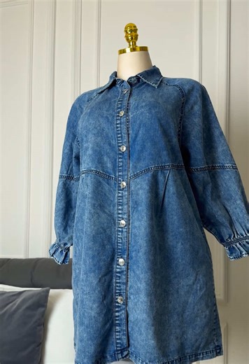 Loose & slimming💙 #denim #ootd #tiktokholidayhaul #dress #denimdress
