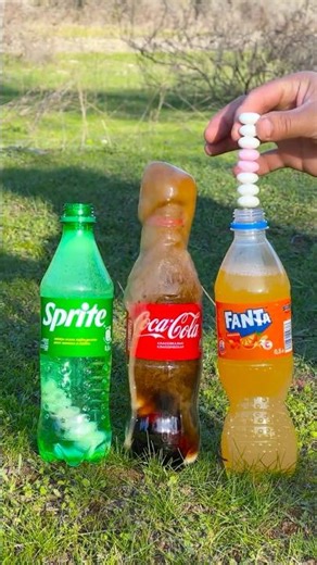 Coca-Cola vs Sprite vs Fanta: Which Mentos reaction explodes? #experiment