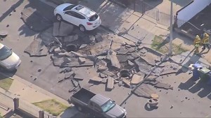 Underground explosion shatters roadway above