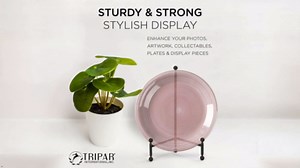 TRIPAR Modern Tripod Easel Display, Black Finish - Lightweight & Durable Design - Perfect for Displaying Decorative Pictures, Artwork, Plates, Tiles, & More (12 Inch)