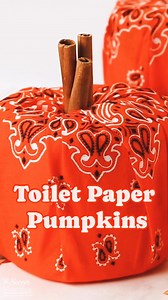 Toilet Paper Pumpkins 🧻➡️🎃 No cutting, no sewing, and no gluing needed! These cute little pumpkins are SO easy to make!! All you need is: -roll of toilet paper -orange bandana -cinnamon sticks #fallcrafts #pumpkins | The Soccer Mom Blog - Positive Inspiration for Moms