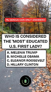 2.8M views · 73K reactions | Who is considered the most educated US first lady? #quiz #QuizTime #fun #noblequiz #fblifestyle | Info-nity | Facebook