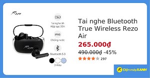 Tai nghe Bluetooth TWS Rezo Air - chính hãng