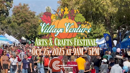 Village Venture is Saturday, October 25th at 9AM to 5PM in the Claremont Village. Come see why Village Venture is Claremont's LARGEST event of the year! Almost 400 booths, beer & wine garden, costume parade, live music, a family friendly entertainment area, and some of the top food trucks of LA all on one day and with FREE entry! Get dressed up in your Halloween costume and bring your friends and family to experience Claremont's fall charm! Learn more at villageventure.com, link in bio! #village