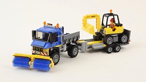 道路清扫车和挖掘机，拼砌乐高积木城市系列60152
